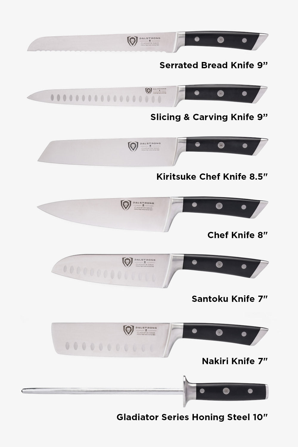 18 Piece Colossal Knife Set with Block | Gladiator Series | Knives NSF Certified