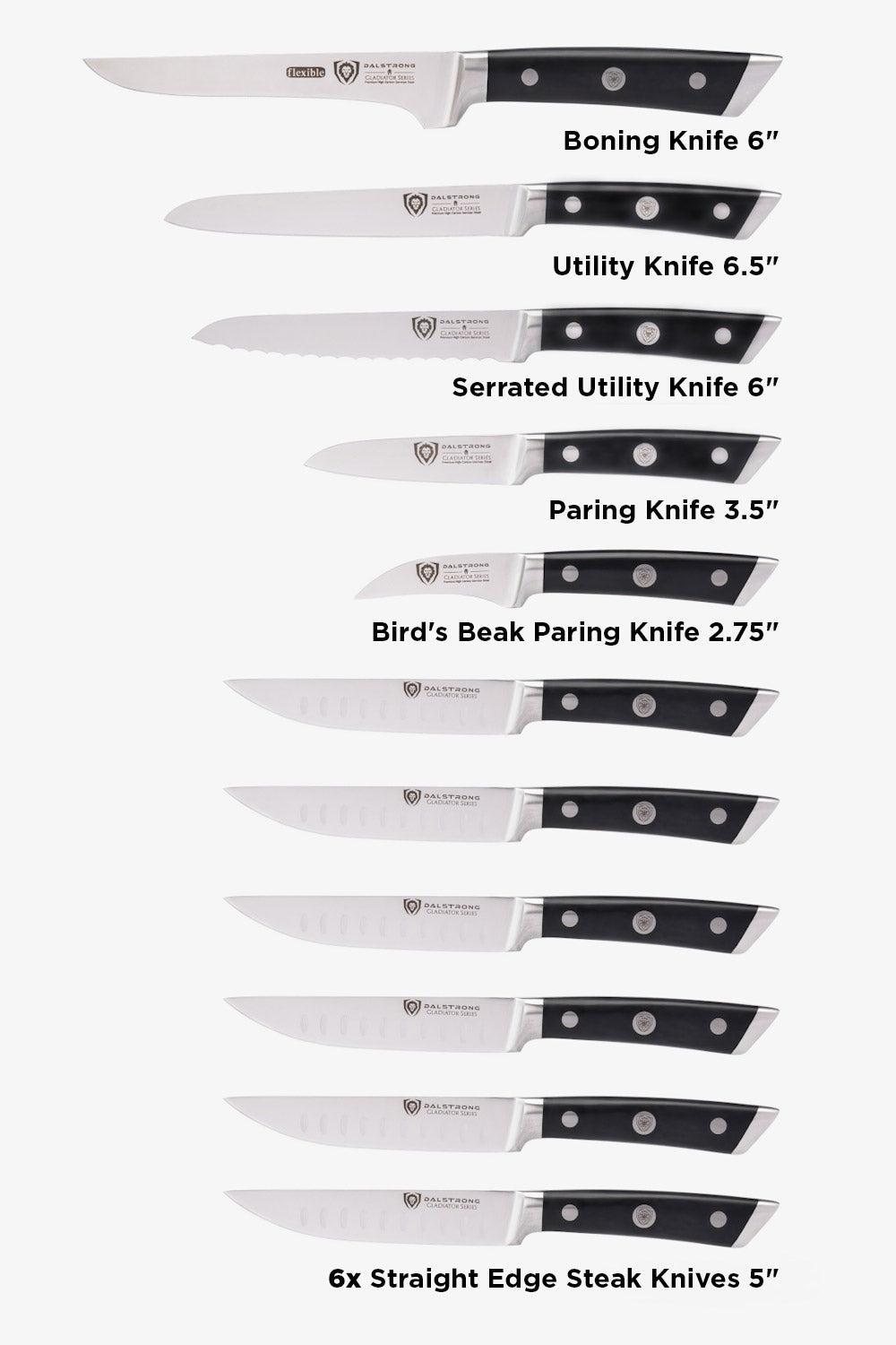 18 Piece Colossal Knife Set with Block | Gladiator Series | Knives NSF Certified
